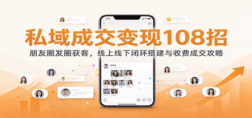 私域成交变现108招：朋友圈发圈获客，线上线下闭环搭建与收费成交攻略-副业部