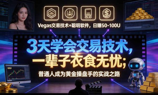 （20841期）“顺势而为交易系统”3天学会交易技术，聪明软件辅助，小白也能看懂趋势交易，日入30-100U,长期稳定