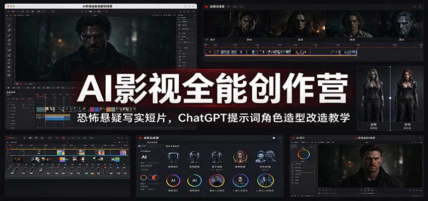 AI影视全能创作营：恐怖悬疑写实短片，ChatGPT提示词角色造型改造教学-副业部