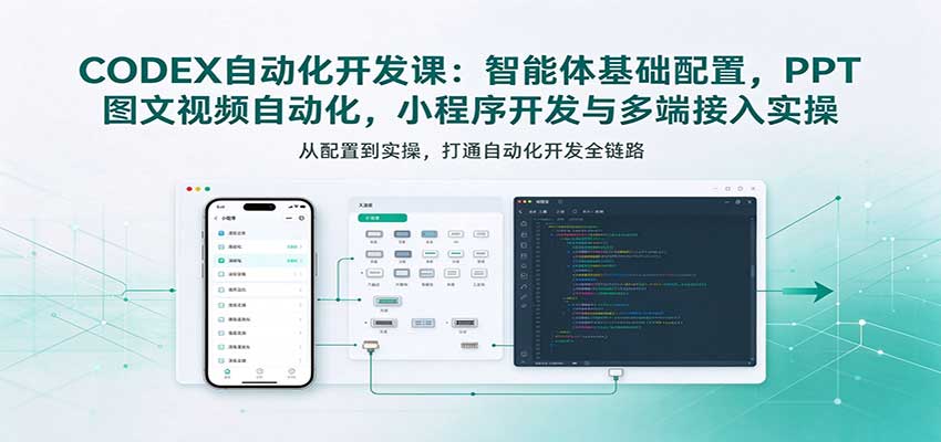 CODEX自动化开发课:智能体基础配置,PPT图文视频自动化,小程序开发与多端接入实操-副业部