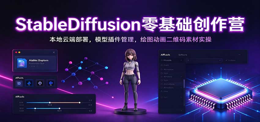 StableDiffusion零基础创作营：本地云端部署，模型插件管理，绘图动画二维码素材实操-副业部