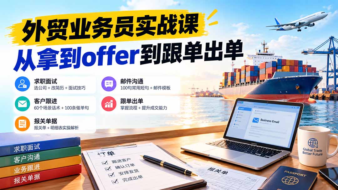 （20963期）外贸业务员从求职到出单实战课：教你筛选优质公司、优化简历、应对面试、客户跟进催单及出口报关操作篇-副业部