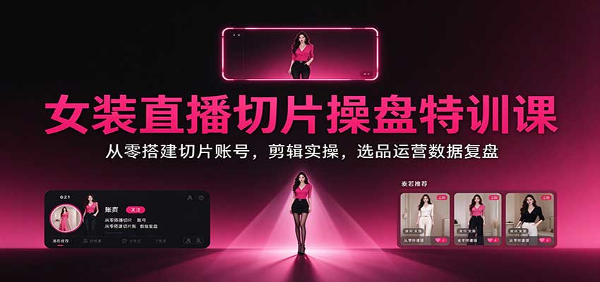 女装直播切片操盘特训课:从零搭建切片账号,剪辑实操,选品运营数据复盘插图 女装直播切片操盘特训课:从零搭建切片账号,剪辑实操,选品运营数据复盘插图