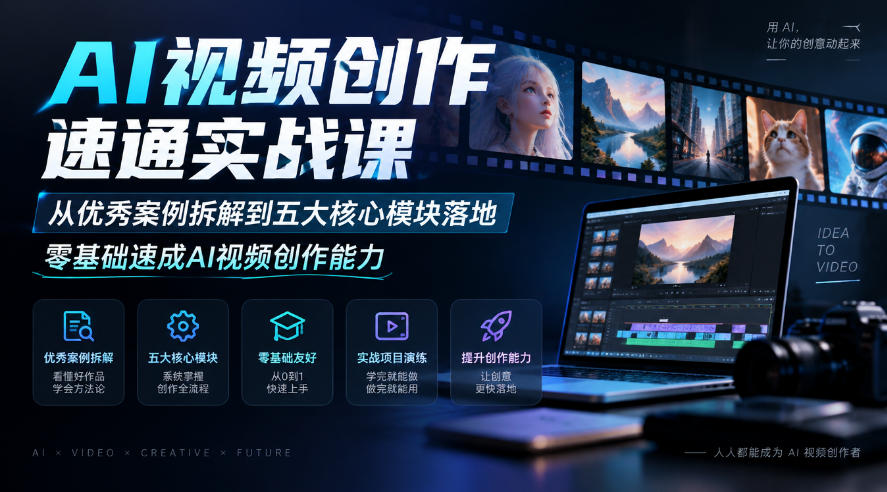 AI视频创作速通实战课|从优秀案例拆解到五大核心模块落地,零基础速成AI视频创作能力插图 AI视频创作速通实战课|从优秀案例拆解到五大核心模块落地,零基础速成AI视频创作能力插图