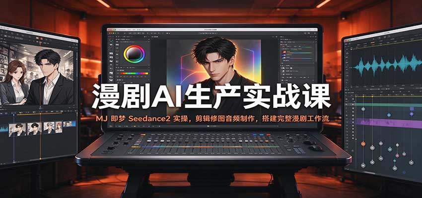 漫剧AI生产实战课:MJ 即梦 Seedance2 实操,剪辑修图音频制作,搭建完整漫剧工作流-副业部