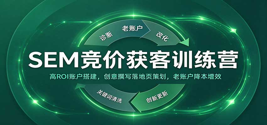 SEM竞价获客训练营：高ROI账户搭建，创意撰写落地页策划，老账户降本增效-副业部