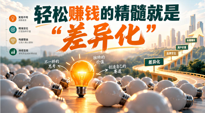 某公众号付费文章:轻松賺钱的精髓就是“差异化”-副业部