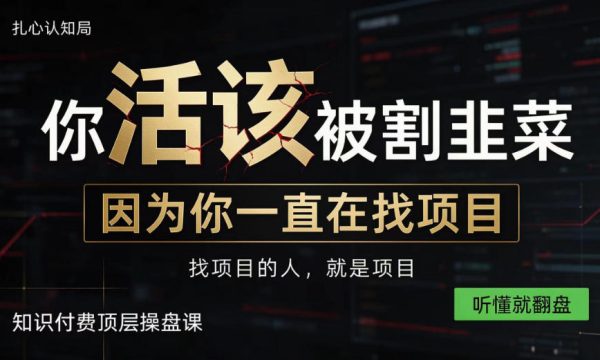 做项目不如卖项目，做知识付费自己当老板，知识付费顶层操盘课，听懂就翻盘【揭秘】