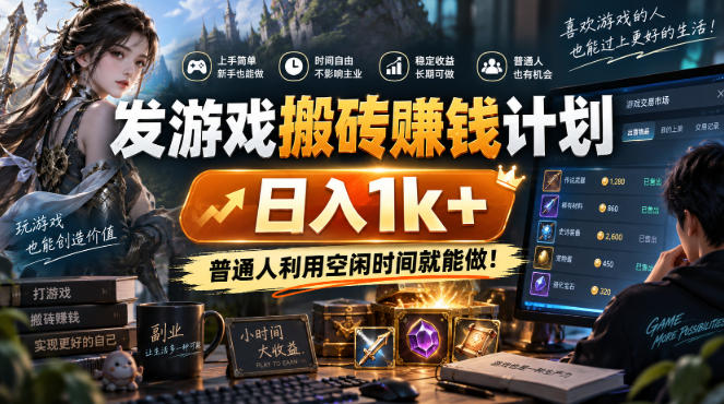 游戏全程自动化打金，日入千元，低成本副业，全程时间零投入！-副业部
