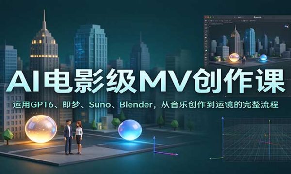 AI电影级MV创作课：运用GPT6、即梦、Suno、Blender，从音乐创作到运镜的完整流程