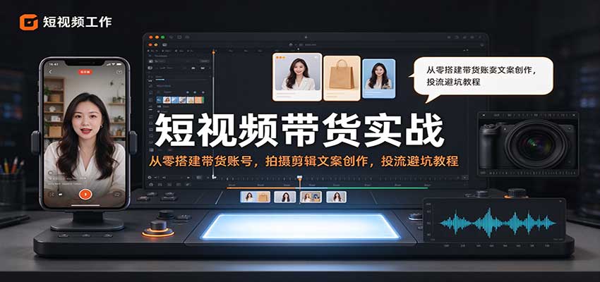短视频带货实战：从零搭建带货账号，拍摄剪辑文案创作，投流避坑教程-副业部