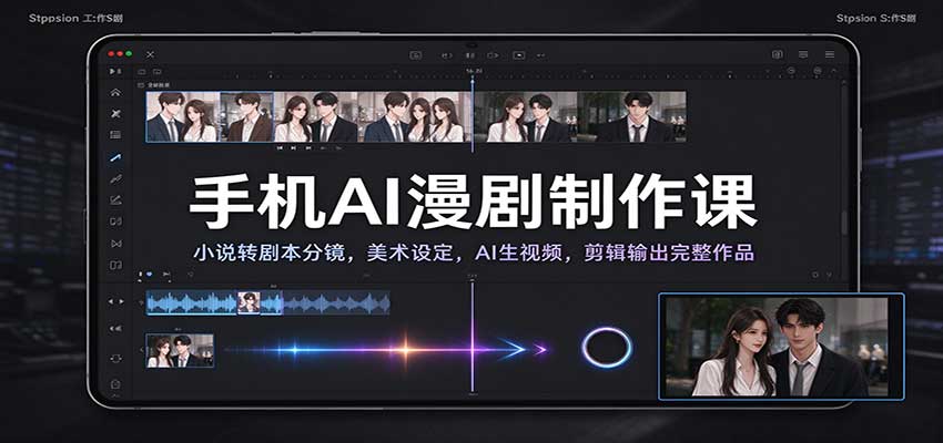 手机AI漫剧制作课:小说转剧本分镜,美术设定,AI生视频,剪辑输出完整作品-副业部