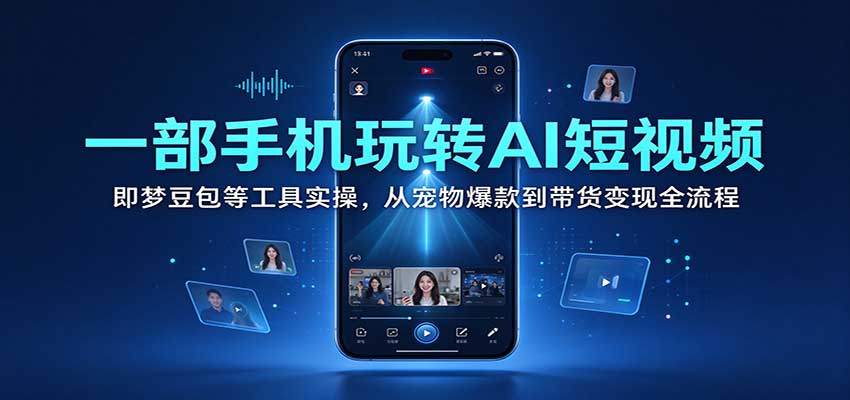一部手机玩转AI短视频：即梦豆包等工具实操，从宠物爆款到带货变现全流程-副业部