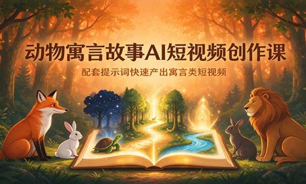 动物寓言故事AI短视频创作课：配套提示词快速产出寓言类短视频
