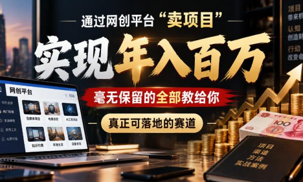 通过网创平台“卖项目”实现年入100w，毫无保留的全部教给你，真正可落地的赛道【揭秘】