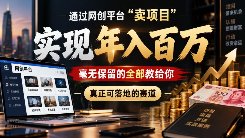 通过网创平台“卖项目”实现年入100w，毫无保留的全部教给你，真正可落地的赛道【揭秘】-副业部
