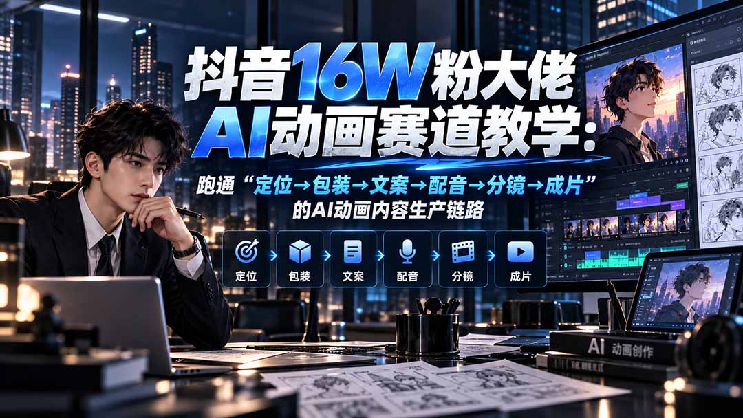 （20791期）抖音16W粉大佬规则门禁AI动画赛道教学：跑通“定位→包装→文案→配音→分镜→成片”的AI动画内容生产链路插图1