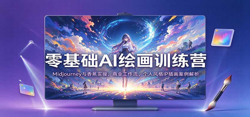 零基础AI绘画训练营:Midjourney与香蕉实操,商业工作流,个人风格IP插画案例解析-副业部