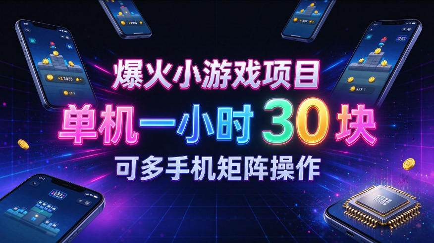 爆火小游戏撸金项目，实测单机一小时30+，可多手机矩阵操作，新手看完一遍就能上手【揭秘】插图
