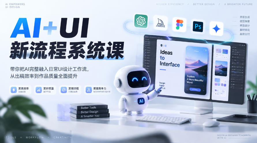 【无水印】AI+UI新流程系统课，带你把AI完整融入日常UI设计工作流，从出稿效率到作品质量全面提升（2026第4期）-副业部