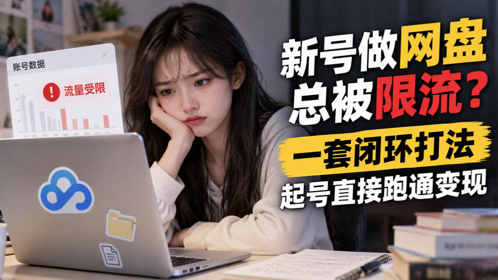 新号做网盘总被限流？一套闭环打法，起号直接跑通变现-副业部