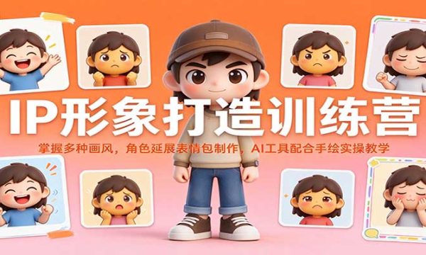 IP形象打造训练营：掌握多种画风，角色延展表情包制作，AI工具配合手绘实操教学