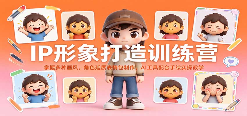 IP形象打造训练营:掌握多种画风,角色延展表情包制作,AI工具配合手绘实操教学插图 IP形象打造训练营:掌握多种画风,角色延展表情包制作,AI工具配合手绘实操教学插图