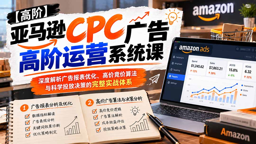 (20950期)亚马逊CPC广告高阶运营系统课:深度解析广告报表优化、高价竞价算法与科学投放决策的完整实战体系-副业部