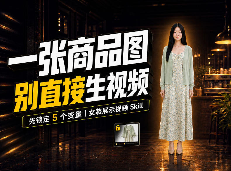 女装AI视频总翻车？问题不在提示词，女装展示视频Skill先锁定5个变量！-副业部