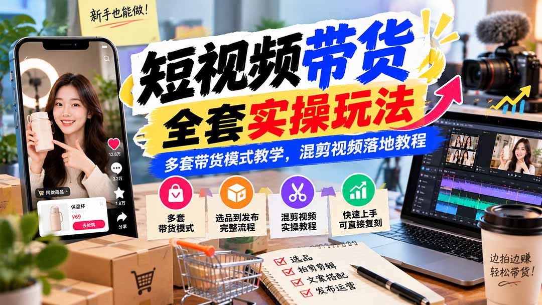 (20991期)【无水印】短视频带货全套实操玩法,多套带货模式教学,混剪视频落地教程插图 (20991期)【无水印】短视频带货全套实操玩法,多套带货模式教学,混剪视频落地教程插图