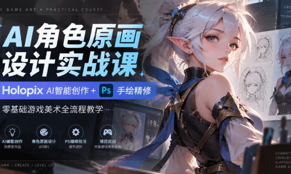 AI角色原画设计实战课｜Holopix AI智能创作+PS手绘精修，零基础游戏美术全流程教学