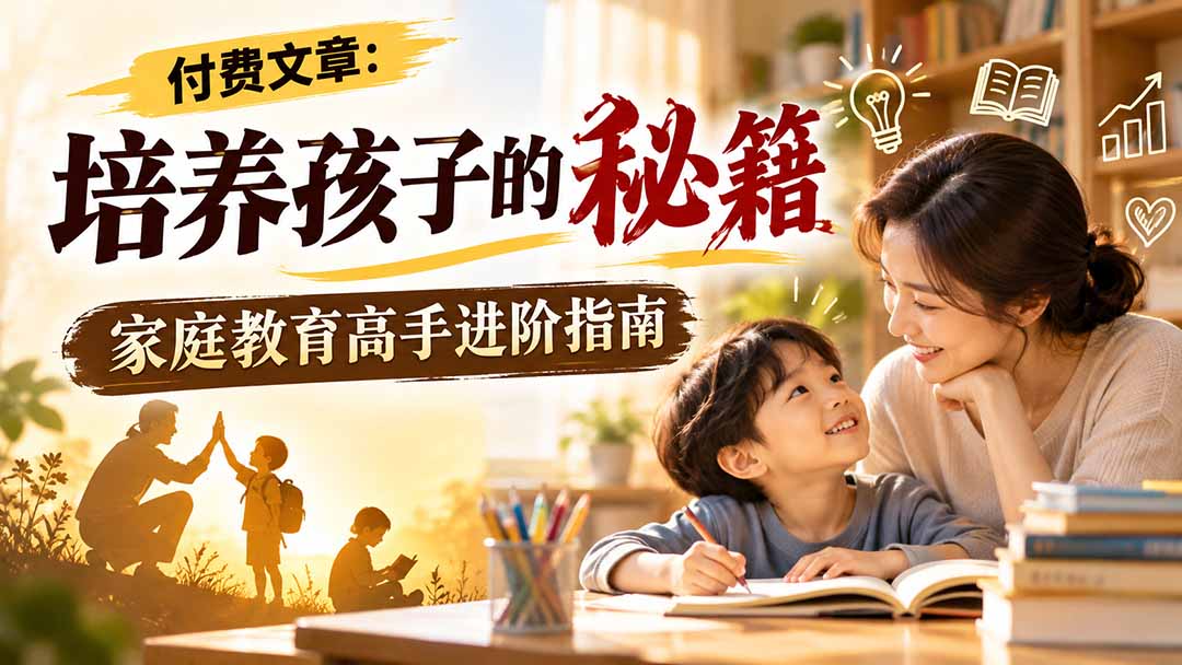 （20919期）付费文章：培养孩子的秘籍，家庭教育高手进阶指南-副业部