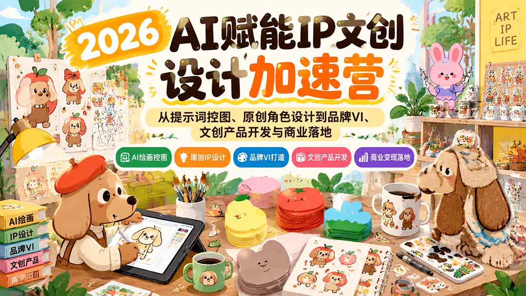 (21151期)2026AI赋能IP文创设计加速营:从提示词控图、原创角色设计到品牌VI、文创产品开发与商业落地-副业部
