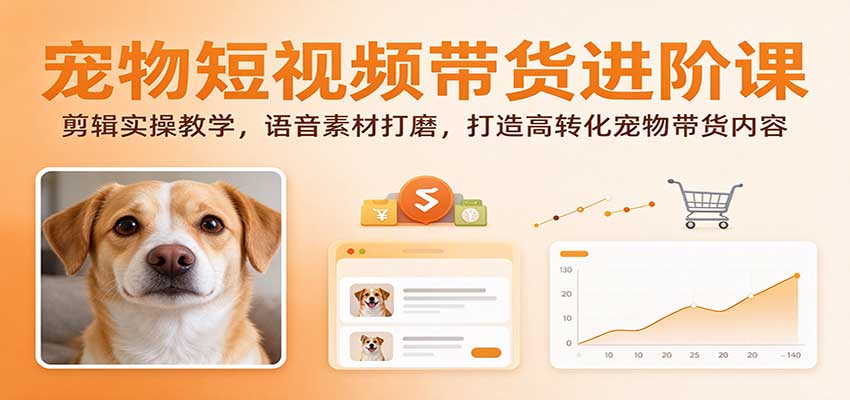 宠物短视频带货进阶课:剪辑实操教学,语音素材打磨,打造高转化宠物带货内容-副业部