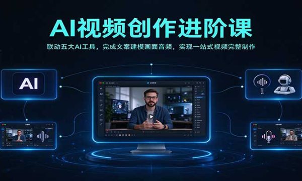 AI视频创作进阶课：联动五大AI工具，完成文案建模画面音频，实现一站式视频完整制作