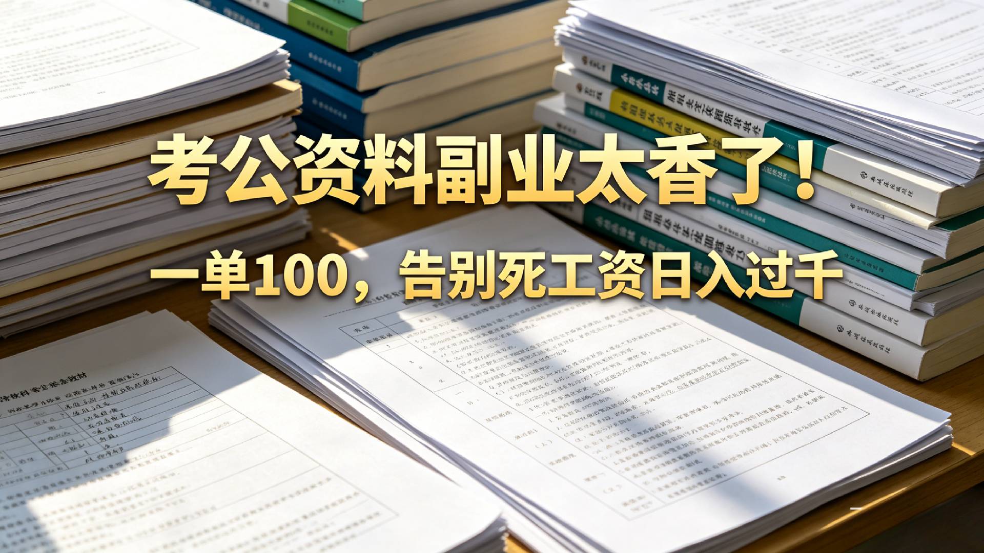 告别死工资，考公资料副业太香了！小红书1单100-副业部