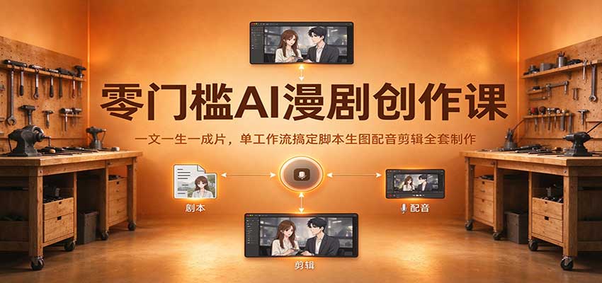 零门槛AI漫剧创作课：一文一生一成片，单工作流搞定脚本生图配音剪辑全套制作-副业部