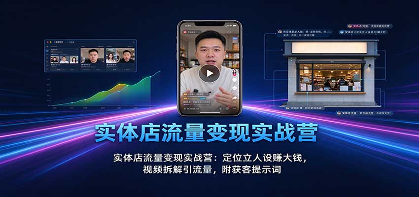 实体店流量变现实战营:定位立人设赚大钱,视频拆解引流量,附获客提示词-副业部