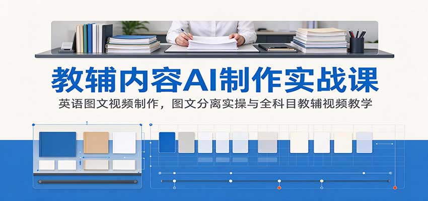 AI制作教辅内容实战课：英语图文视频制作，图文分离实操与全科目教辅视频教学-副业部
