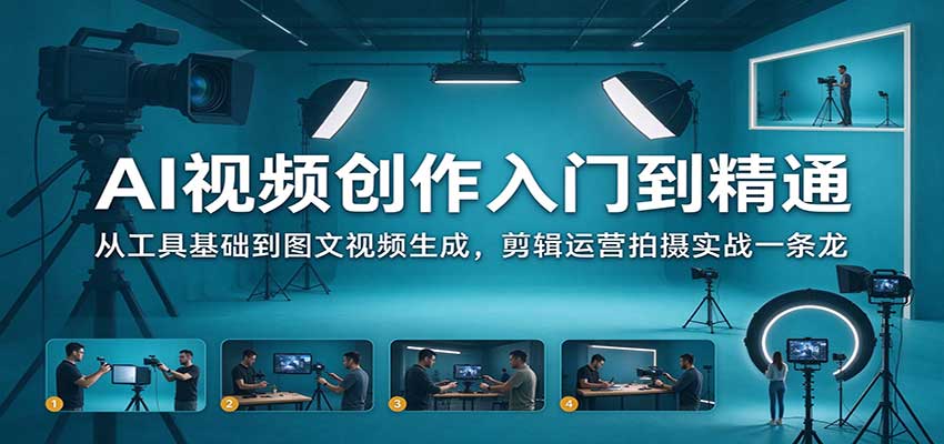 AI视频创作入门到精通：从工具基础到图文视频生成，剪辑运营拍摄实战一条龙-副业部